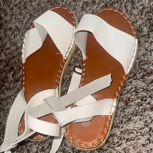 Stylish White and Brown Sandals